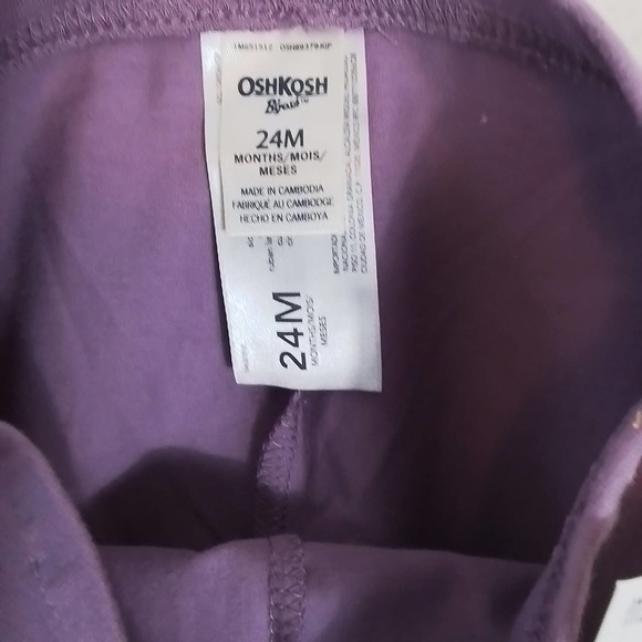 OshKosh‎ Cotton Blend Leggings Size 24m Lavender, w/ Gold Shimmer Racer Stripe - Picture 9 of 11